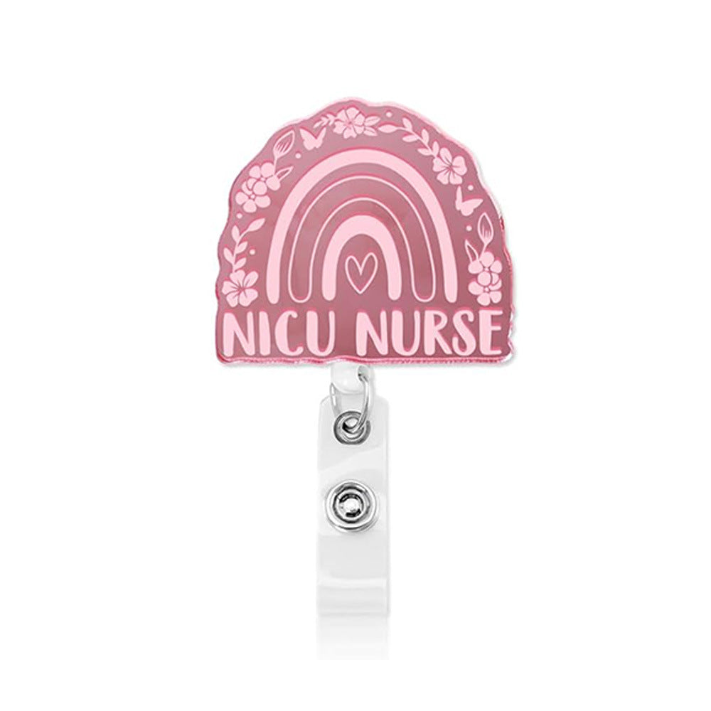 Wholesale PVC Gradient Color Medical Acrylic Badge Scroll Extendable Keychain